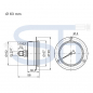 Preview: Manometer Ø 63 - 0 - 250 BAR - R 1/4" hinten zentriert für Tafeleinbau