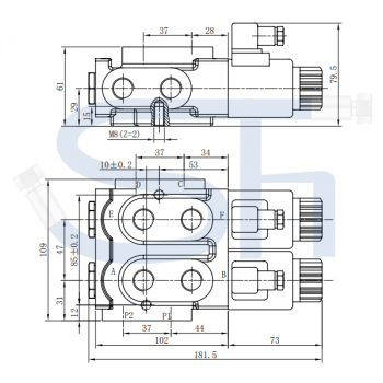 8/3-Wege Elektromagnetventil 50L R 3/8" - 12 V DC