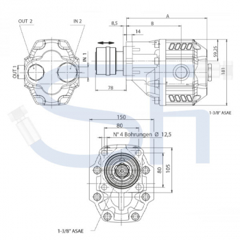 OMFB Guss Außenzahnradpumpe 119,24ccm - NPGH ASAE-F - linksdrehend