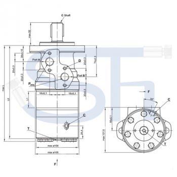 Motorbremse BMR 400 C - Welle 25mm - Hydraulikmotor mit integrierter Bremse