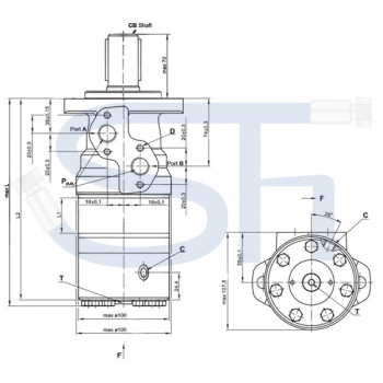 Motorbremse BMR 100 CB - Welle 32mm - Hydraulikmotor mit integrierter Bremse