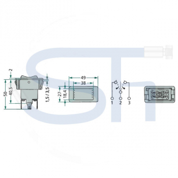 COBO Wippschalter für Hydraulik - 3 Steckanschlüsse - 12 V DC