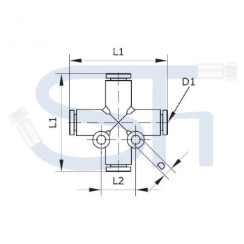 Kreuzsteckverbinder 8mm - Kunststoff