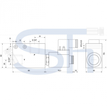 2/2-Wege Elektromagnetventil 150L R 3/4" - 12 V DC - stromlos offen - einseitig gesperrt