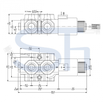 6/2-Wege Elektromagnetventil 140L R 3/4" - 12 V DC - ohne Lecköl