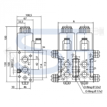 6/2-Wege Elektromagnetventil 80L R 1/2" - 24 V DC - ohne Lecköl