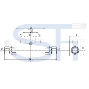 Entsperrbares Rückschlagventil R 1/2" AG - 15L - doppeltwirkend - Sperrblock