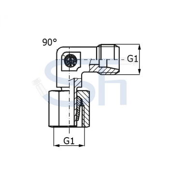 Einstellbare Winkelverschraubung 90° 35L