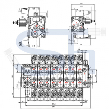 Forstkranventil 80 l/min - 12 V - 8 Funktionen - für Rückewagen - Konstantpumpe - proportional - DPX 50