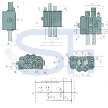 Frontladersteuerventil 95 l/min - mit Seilzug 1500mm - 2 Taster - Doppeltwirkend - Load Sensing