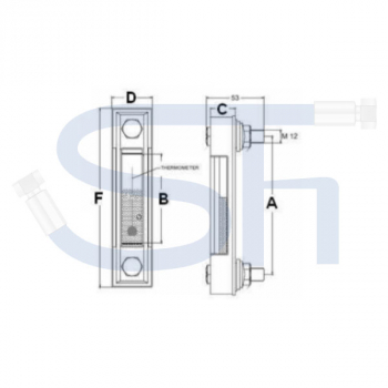 Füllstandsanzeige 127mm - M12 - mit Thermometer