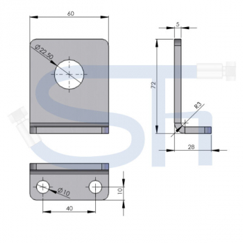 Abreißhalter / Halter 1-fach für Steckkupplung BG3 Muffe Schott 15L / Halter für Muffe