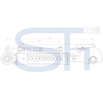 Hydraulischer Oberlenker Kat. 2 - 300 Hub - mit Fanghaken