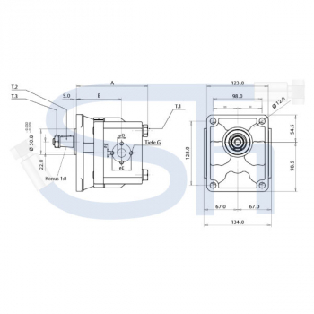 Hydraulikpumpe 34ccm - BG3 - Konus 1:8 - Stahl