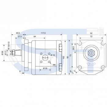 UNIMOG / MB-TRUCK - Hydraulikpumpe 16ccm - BG2 - Konus 1:5 - linksdrehend - Außenzahnradpumpe