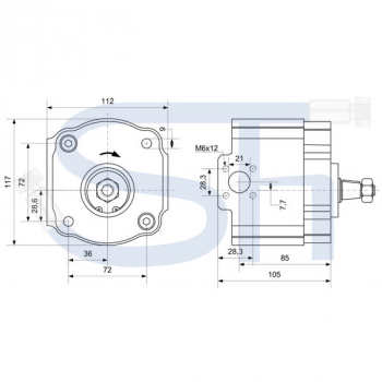 UNIMOG / MB-TRUCK - Hydraulikpumpe 16ccm - BG2 - Konus 1:5 - linksdrehend- Innenzahnradpumpe