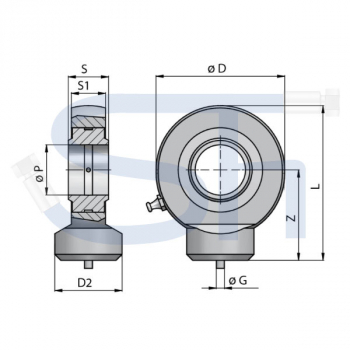 Gelenkkopf 50mm - Stangenseitig - Anschweißauge für Hydraulikzylinder