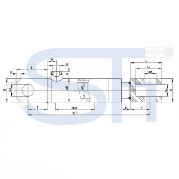 Hydraulikzylinder mit Gabelkopf 35/300 Hub - einfachwirkend