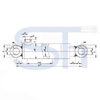 Hydraulikzylinder mit Querbuchse 30/200 Hub - einfachwirkend