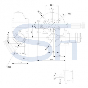 Kratzbodengetriebe RT190-45 - Übersetzung 10,2:1 - 25mm Welle