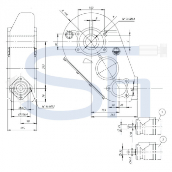 Kratzbodengetriebe RT650-65-1 - Übersetzung 37,8:1 - 25mm Welle