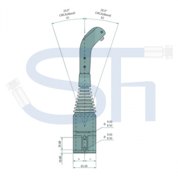 Kreuzschalthebel mit Kugel und Zubehör - mit 1 Schalter - für Frontladersteuerventile 50 l/min & 80 l/min