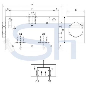 Mengenteiler / Stromteiler 50:50 - 6,5-12 Liter - Aluminium