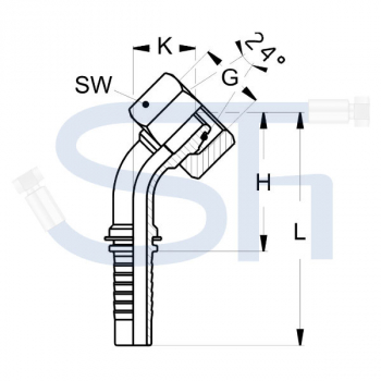 Pressarmatur DN12 - 18L - IG 45° - DKOL