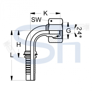 Pressarmatur DN25 - 30S - IG 90° - DKOS