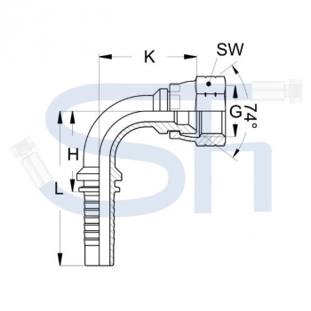 Pressarmatur DN25 - 1 1/16" - IG 90° - JIC