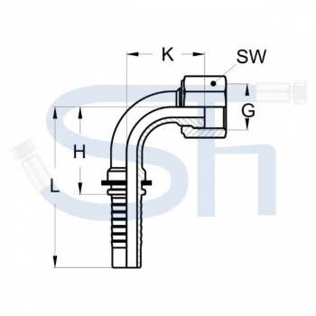 Pressarmatur DN06 - 9/16" - IG 90° - ORFS