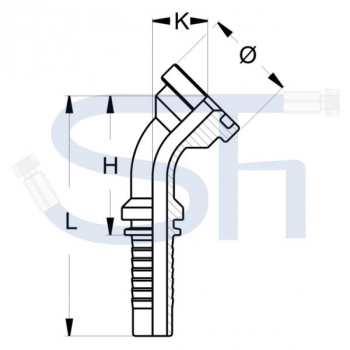 Pressarmatur DN38 - 2" - 45° - SAE 6000 PSI