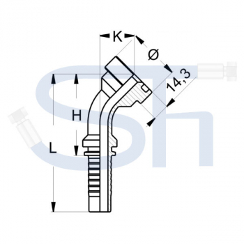 Pressarmatur DN19 - 1" 45° - SAE 9000 PSI