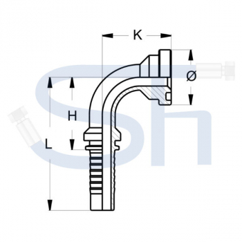 Pressarmatur DN31 - 1 1/4" - 90° - SAE 6000 PSI