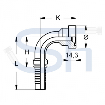 Pressarmatur DN31 - 1 1/2" 90° - SAE 9000 PSI