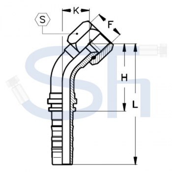 Pressarmatur DN31 - 1 5/16" - IG 45° - JIC - 4SH