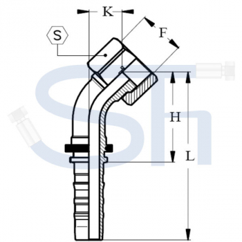 Pressarmatur DN38 - 2" - IG 45° - ORFS - 4SH