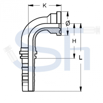 Pressarmatur DN25 - 1 1/4" - 90° - SAE 6000 PSI - 4SH