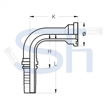 Pressarmatur DN19 - 3/4" - 90° - 120mm - SAE 6000 PSI - Long Drop