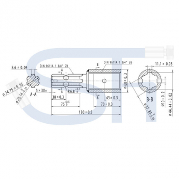 Profil-Reduzierstück - R 1 3/8" 6 Zähne - R 1 3/4" 6 Zähne - Zapfwellenadapter