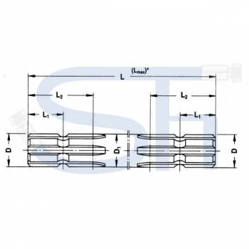 Profilwellenstück R 1 3/8" 6 Zähne - Länge 200mm - 2-seitig