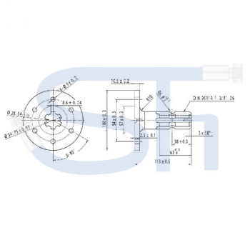 Profilwelle mit Flansch - R 1 3/8" 6 Zähne - zum Anschrauben