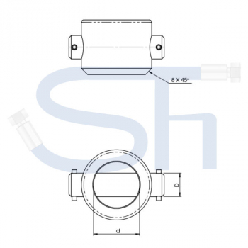 Hülse / Büchse zum Anschweißen Ø 70mm für 5t Rotator