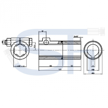 Reduzierbuchse mit Nut - R 1 3/8" 6 Zähne - Ø 32mm - mit Klemmschraube