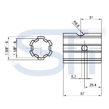 Reduzierbuchse - R 1 1/8" 6 Zähne - R 1 3/8" 6 Zähne