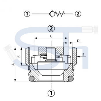 Rückschlageinschraubventil R 1/2" - mit O-Ring Dichtung