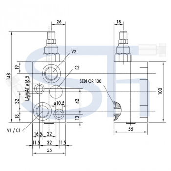 Senkbremsventil R 1/2" - einfachwirkend - zum direkten Aufflanschen auf BMS Motoren