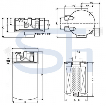 Saugfilter Leitungseinbau R 1 1/4" - 100 Liter/min - 25µm