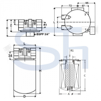 Rücklauffilter Leitungseinbau R 3/4" - 100 Liter/min - 25µm