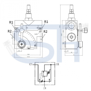 Stromregelventil mit Maßstab 60L R 1/2" - Druckkompensiert